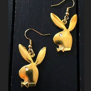 Playboy earrings gold bunny sexy rabbit ears